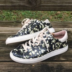 Lucky Brand Leather Floral Sneakers
